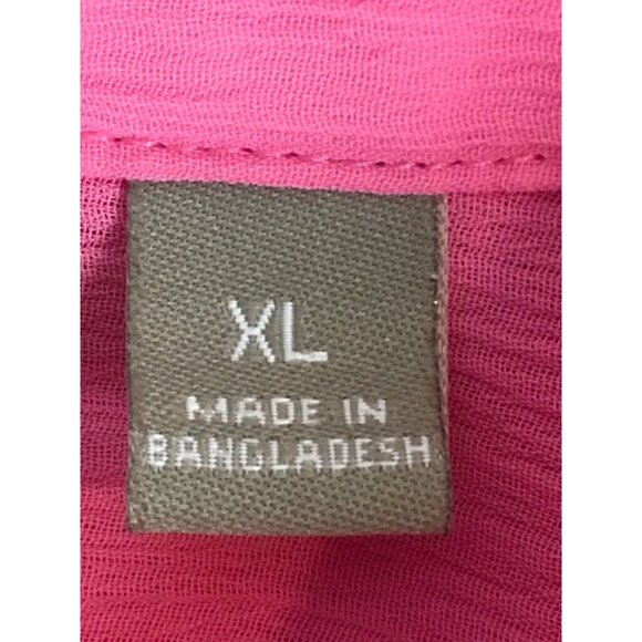 Croft n Barrow Top Women Size XL Pink Button Up Pockets Short Sleeves Semi Sheer - Picture 6 of 11